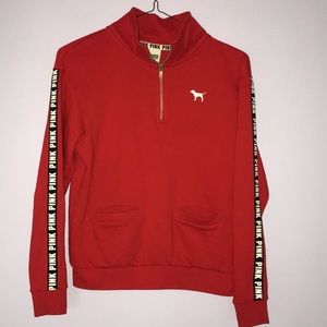 PINK Quarter Zip Red